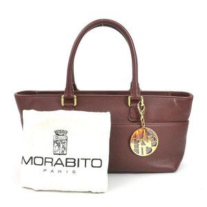 Auth Morabito Handbag Bordeaux Leather